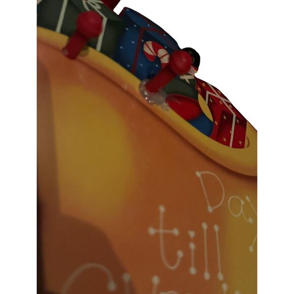 Santa Wooden Countdown Calendar VTG Christmas Folk Art Craft #6 Missing READ - Picture 9 of 14